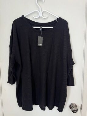 torrid Black Ribbed Relaxed Long Sleeve Tunic